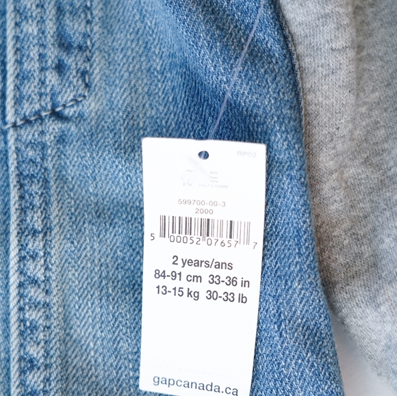 2 Years GAP Denim Jacket, Soft Cotton Hood and Sleeves NWT  - Picture 5 of 6